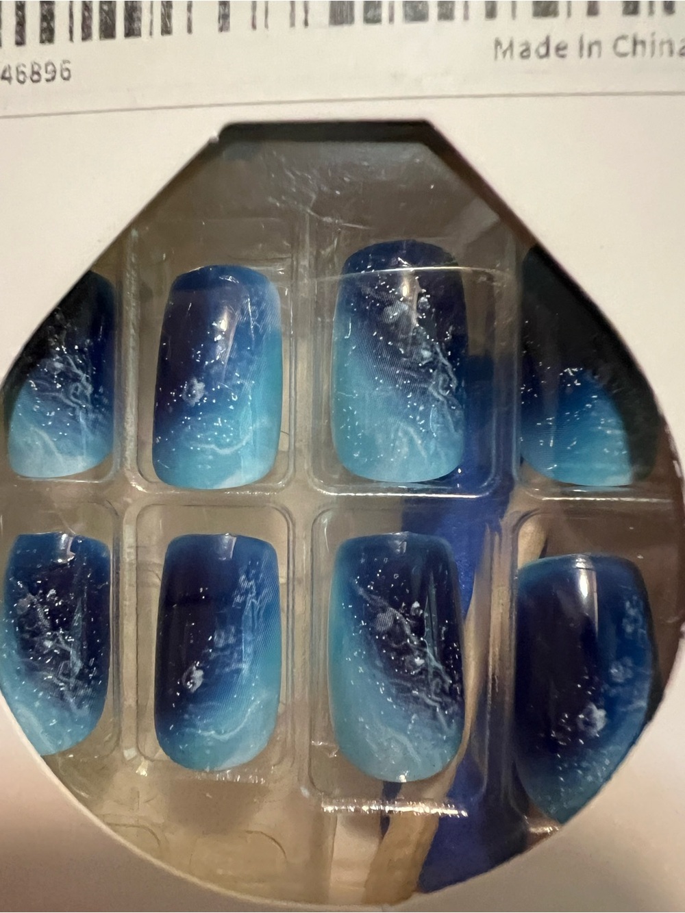 Blue Ombre Press-On Nails - Ocean Wave Design